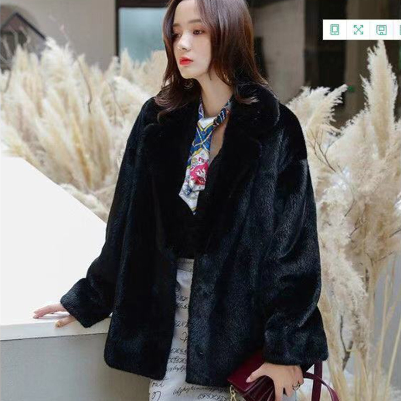 ALABIFU Fashion Faux Fur Coat Autumn Winter Women Korean Overcoat Warm Slim Faux Mink Fur pocket winter coat women Fur Jacket T200507