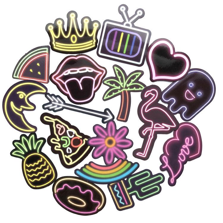 10 Sets = 210PCS Neon Colorful Cartoon Stickers Suitcase Mobile Phone Computer PVC Stickers