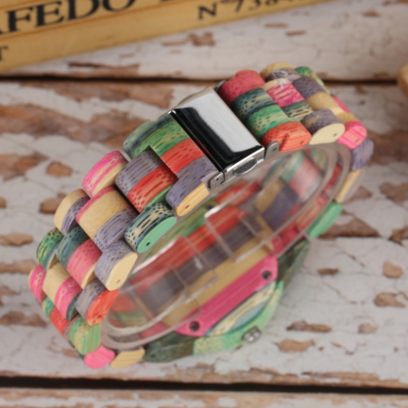 Top Colorful Wood Watch Women Quartz Full Bamboo Wooden Clock Female Candy Color Bracelet Watch Women's Wrist Reloj Mujer CX200720