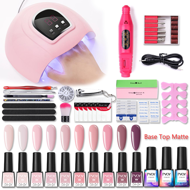 PVOY Gel Nail Polish Set With UV Lamp Dryer 10Pcs Nail Gel Varnish Kit Base Top Matte Coat Electric Drill Art Tools
PVOY Gel Nail Polish Set With UV Lamp Dryer 10Pcs Nail Gel Varnish Kit Base Top Matte Coat Electric Drill Art Tools