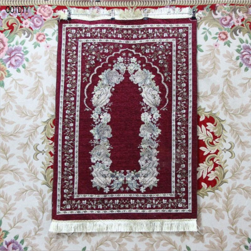70x110CM Turkish Islamic Muslim Prayer Rugs Mat Vintage Colored Floral Ramadan Eid Gifts Decoration Carpet With Tassels Trim