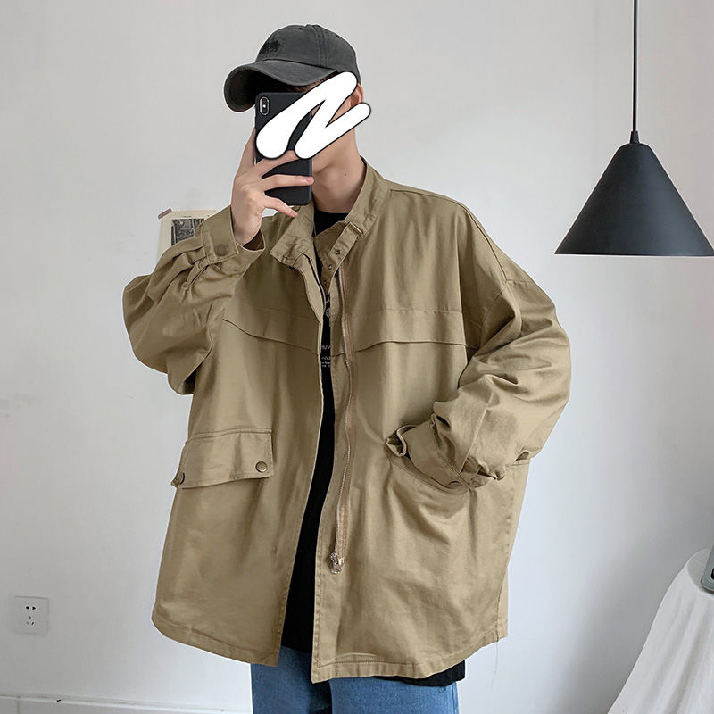 2020 Men's Loose Streetwear Bomber Jacket Cargo Retro Coats Stand Collar Black/khaki Color High-quality Windbreaker -XL
2020 Men's Loose Streetwear Bomber Jacket Cargo Retro Coats Stand Collar Black/khaki Color High-quality Windbreaker -XL
