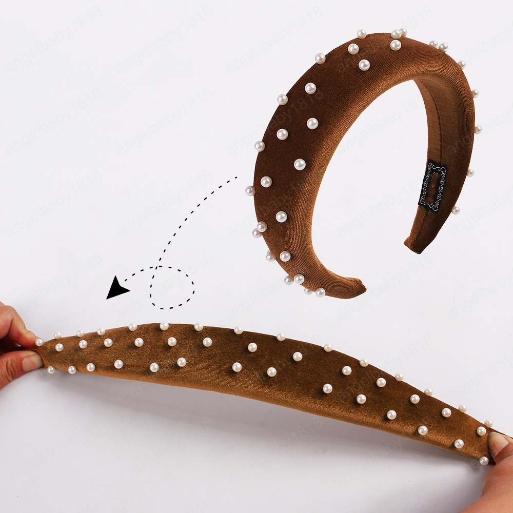New fashion Sponge Thick Velvet Headbands for Women Hair Accessories Band Autumn Wide Simulation Pearls Headwear Hairbands