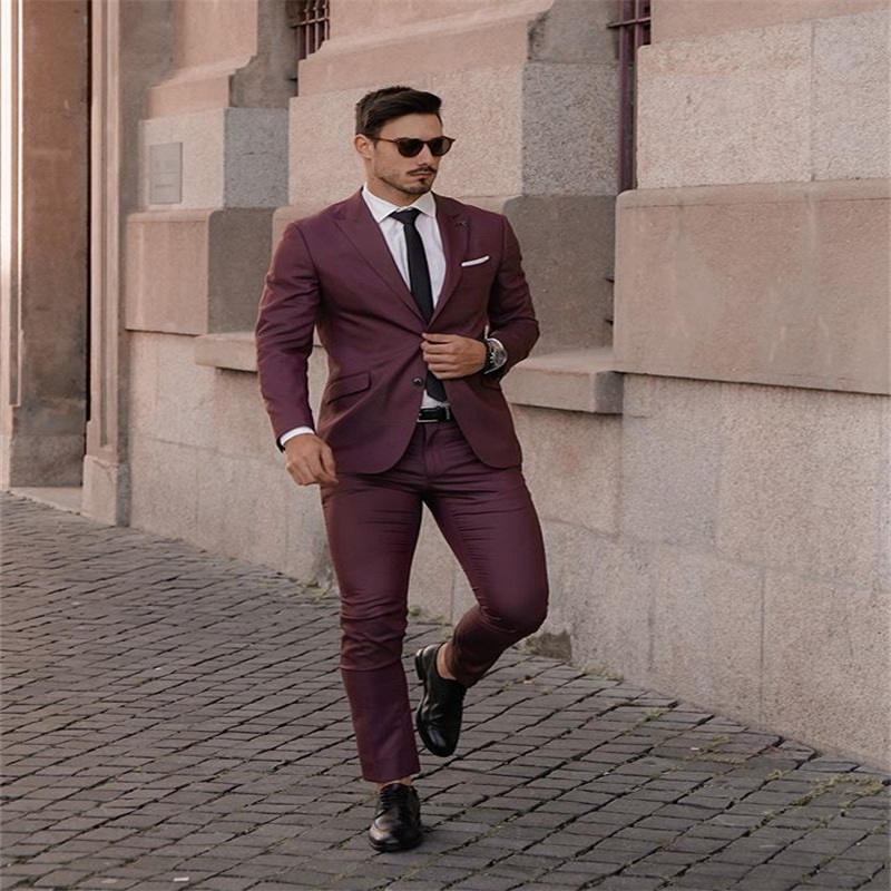handsome fuchsia mens suit new fashion groom suit formal wedding suits for best men slim fit groom tuxedos for man