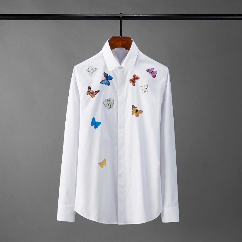 New Mens Shirts Luxury Butterfly Print And Embroidery Long Sleeve Male Shirts Plus Size 4xl Fashion Slim Fit Man, White
New Mens Shirts Luxury Butterfly Print And Embroidery Long Sleeve Male Shirts Plus Size 4xl Fashion Slim Fit Man, White