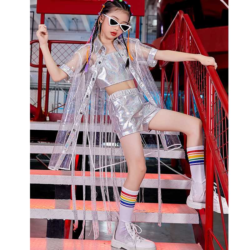 Fashion Girls Jazz Dancing Clothes Stage Catwalk Silver Costumes Fringe Coat Ballroom Modern Dance Wear Ropa Hip Hop Kids BL4302, Vest and pant
Fashion Girls Jazz Dancing Clothes Stage Catwalk Silver Costumes Fringe Coat Ballroom Modern Dance Wear Ropa Hip Hop Kids BL4302, Vest and pant