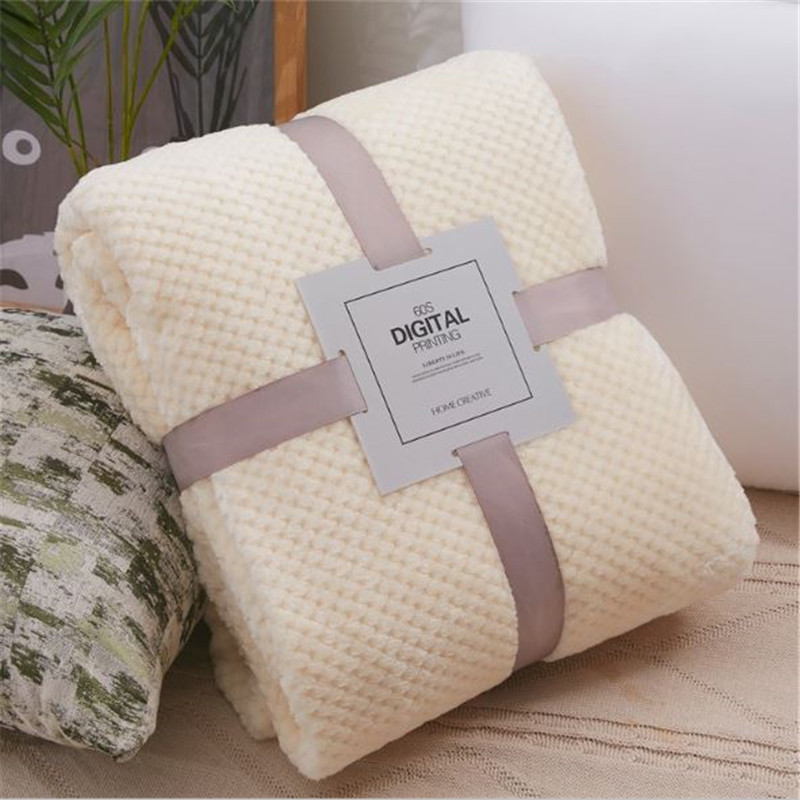 

Autumn Winter Blanket Thick Solid Color Flannel Cover Throw Blanket Mesh Pineapple Lattice Coral Velvet Air Conditioning