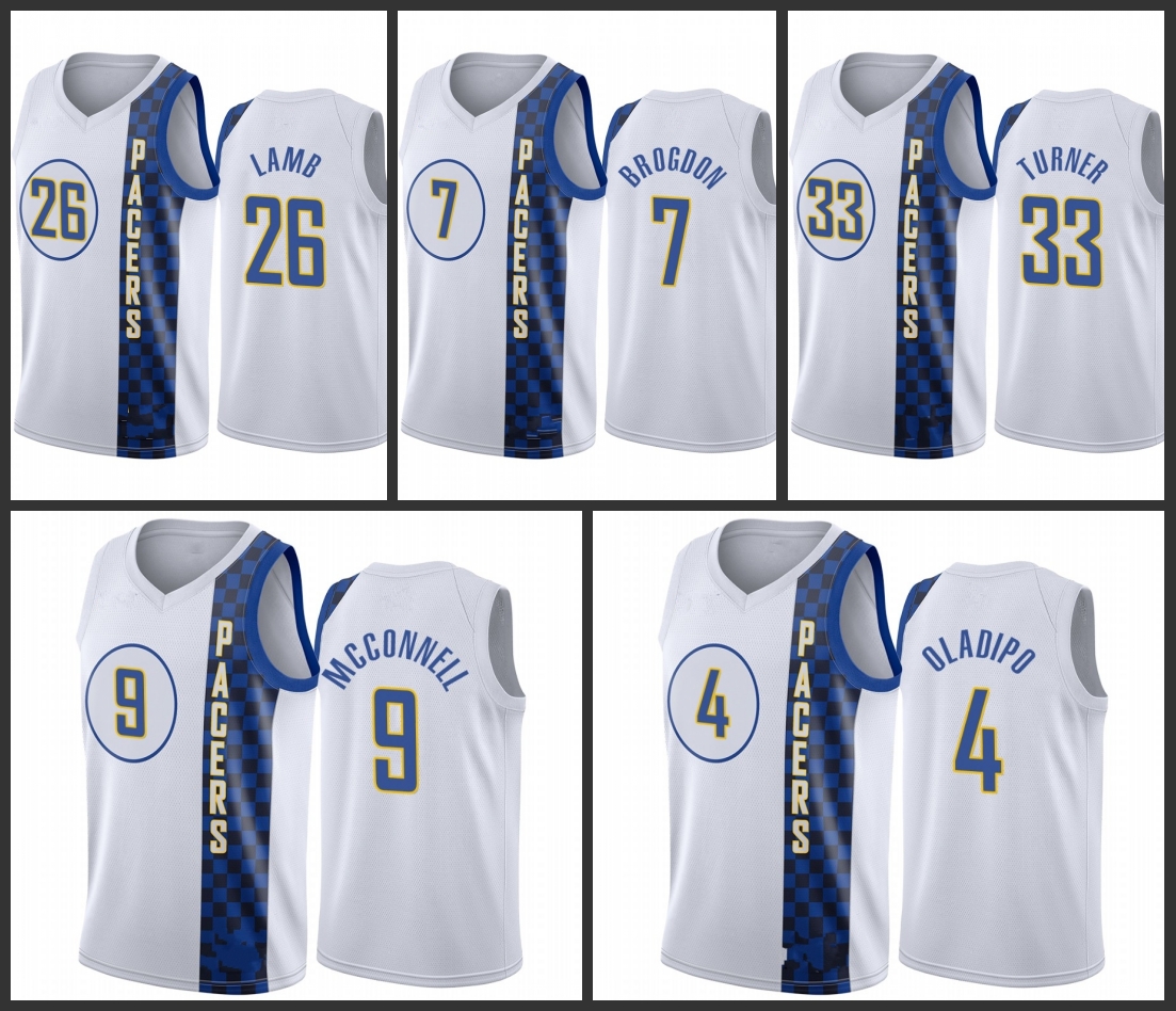 Indiana Pacers Victor Oladipo T.J. McConnell Jeremy Lamb Malcolm Brogdon Myles Turner Men 2019-20 City Jersey, Black
Indiana Pacers Victor Oladipo T.J. McConnell Jeremy Lamb Malcolm Brogdon Myles Turner Men 2019-20 City Jersey, Black