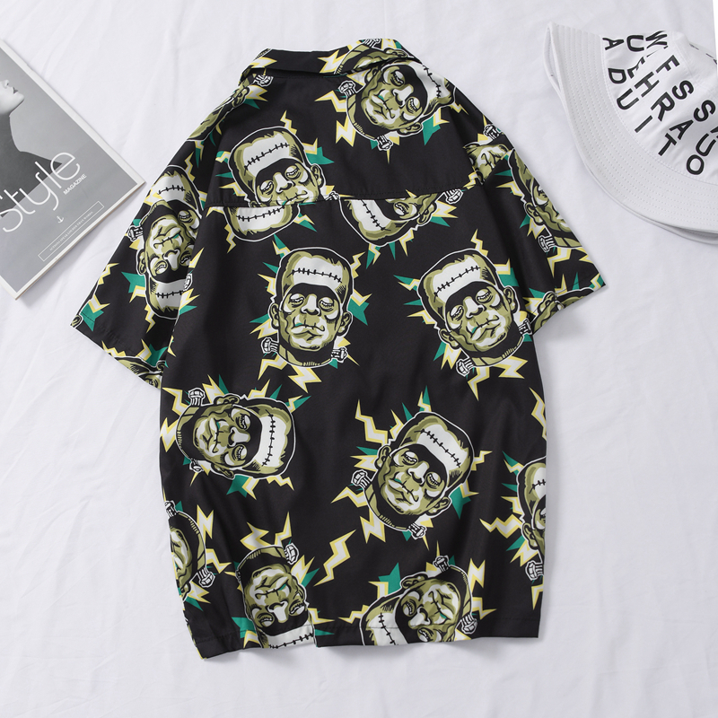 Casual Frankenstein Printed Short Sleeve Shirt Street Hawaii Beach Oversize Women Fashion Shirts for Men CX200801, Black
Casual Frankenstein Printed Short Sleeve Shirt Street Hawaii Beach Oversize Women Fashion Shirts for Men CX200801, Black