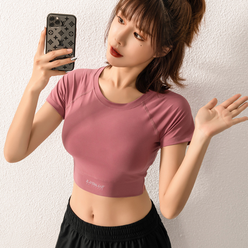 Quick Dry Seamless Sport T Shirt Women Solid Color Short Sleeve Yoga Shirt Running Fitness Gym Shirts Workout Tops Femme, Dx-062 berry
Quick Dry Seamless Sport T Shirt Women Solid Color Short Sleeve Yoga Shirt Running Fitness Gym Shirts Workout Tops Femme, Dx-062 berry