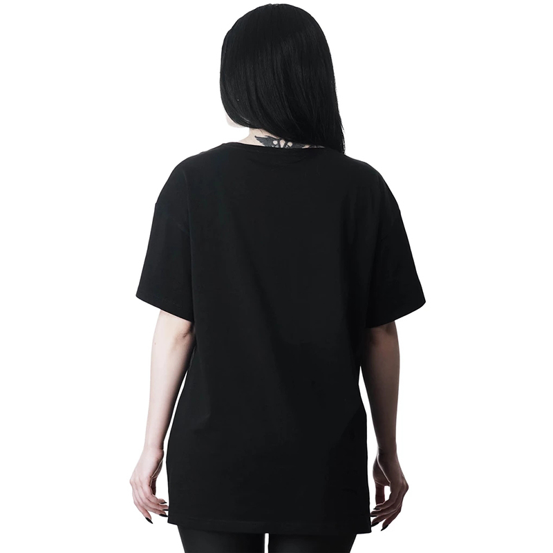 InsGoth Harajuku Loose Long T-shirts Women Gothic Streetwear Oversize Black T-shirts Grunge Printed Fashion Female Vintage Tops MX200721