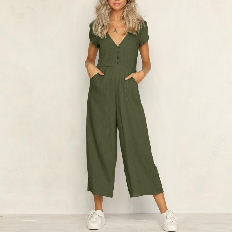 Women macacao feminino Solid Color Short-sleeved V-neck Casual office lady Elegant Jumpsuit women jumpsuit and rompers 7.21
Women macacao feminino Solid Color Short-sleeved V-neck Casual office lady Elegant Jumpsuit women jumpsuit and rompers 7.21