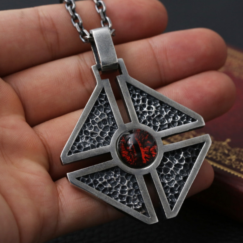 Punk style 925 sterling silver handmade designer jewelry antique silver American European Sauron's eyes necklace pendants eyes of the devil