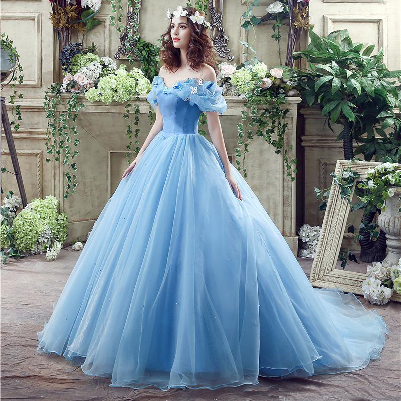 Newest Blue Cinderella Quinceanera Dresses Sweet 16 Pageant Prom Debutante Dress Formal Evening Party Gowns