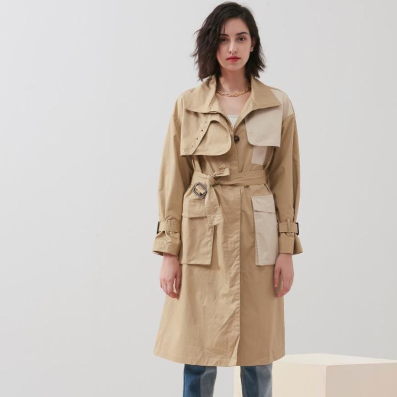 Autumn fashion hit color long trench jacket female England style big pockets outerwear was thin jackets with belt F1961, Khaki
Autumn fashion hit color long trench jacket female England style big pockets outerwear was thin jackets with belt F1961, Khaki