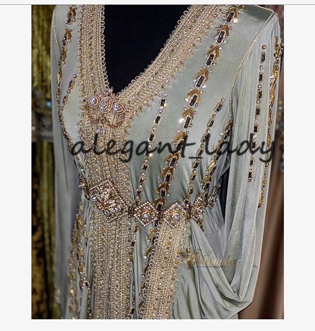 Mint Long Sleeve Prom Dresses 2021 Luxury Crystal Beaded Moroccan Kaftan Caftan Hennalook Muslim Evening Gowns vestidos formais