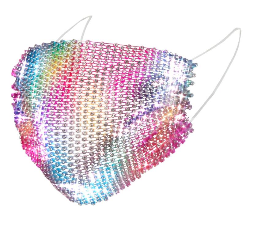 Glitter Crystal Mesh Mouth Face Mask Rhinestone Hollowout Masks Women Decor Night Club party Dance Decor Face Cover