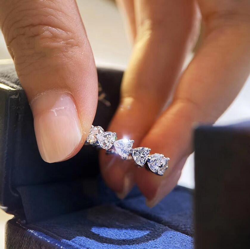 Sterg Pear Cut White Topaz CZ Dia Wedding Band Ring for Women - Bohemian, Animal Pattern, Sier 743d