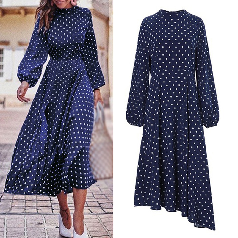 Polka Dot Print Dress 2020 Autumn Women British Dress Loose Long Sleeve Deep O-neck Irregular Hem Vestidos, Black
Polka Dot Print Dress 2020 Autumn Women British Dress Loose Long Sleeve Deep O-neck Irregular Hem Vestidos, Black