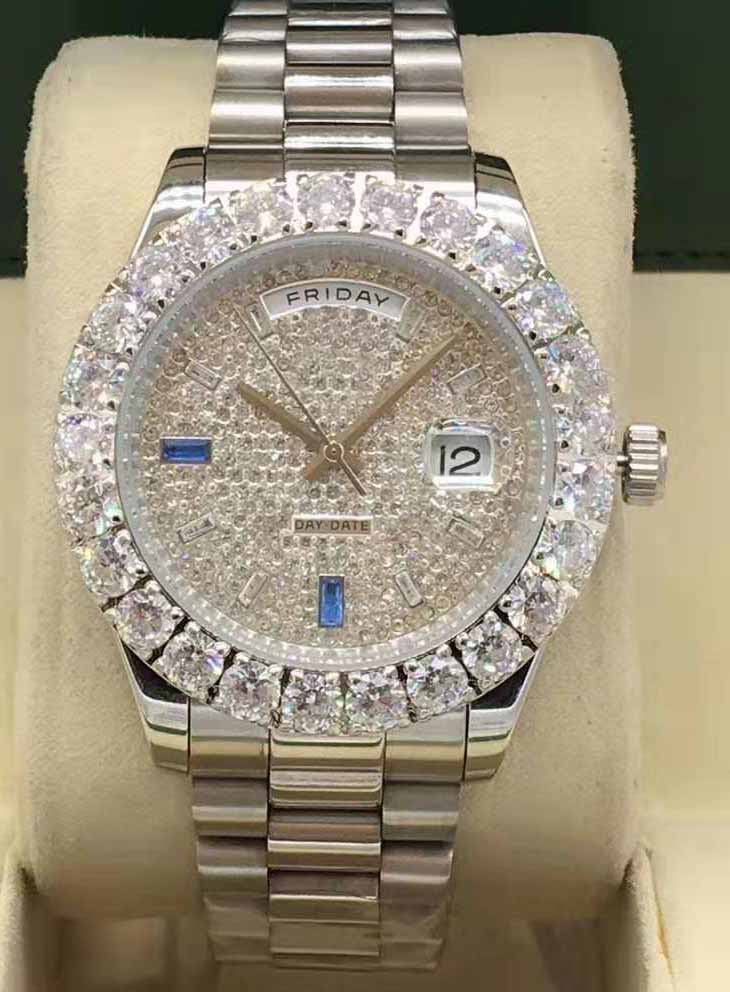 2020 new 44mm diamond Outer Ring Diamond Dial luxury automatic mechanical sports watch 316 steel presidential calendar watch.
2020 new 44mm diamond Outer Ring Diamond Dial luxury automatic mechanical sports watch 316 steel presidential calendar watch.