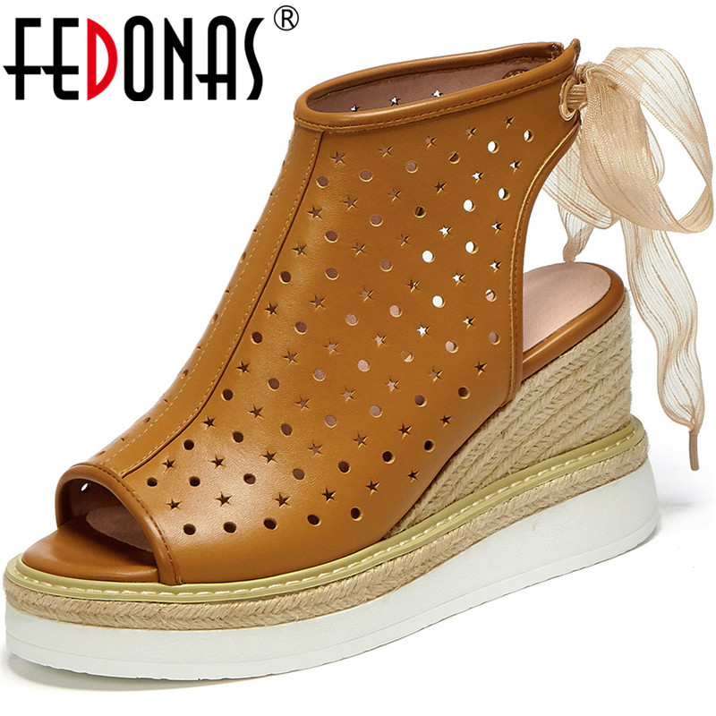 FEDONAS Genuine Leather Cross Tied Ladies Sandals Lace Wedged Platforms High Heels Pumps 2020 Office Lady Peep Toe Shoes Woman, Black
FEDONAS Genuine Leather Cross Tied Ladies Sandals Lace Wedged Platforms High Heels Pumps 2020 Office Lady Peep Toe Shoes Woman, Black