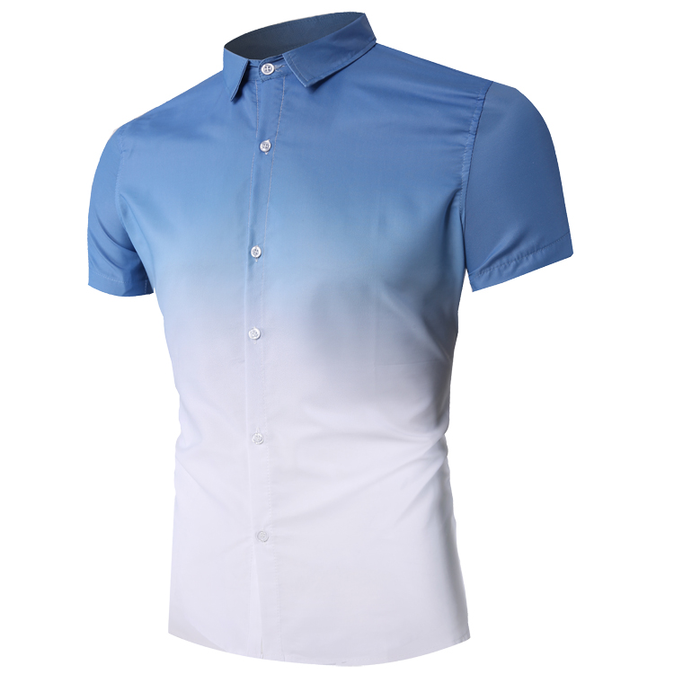 Summer Shirt Men Fashion Gradient Short Sleeve Slim Top Personality Casual Wild Shirts Male New 2020, Light blue1608-dc111
Summer Shirt Men Fashion Gradient Short Sleeve Slim Top Personality Casual Wild Shirts Male New 2020, Light blue1608-dc111