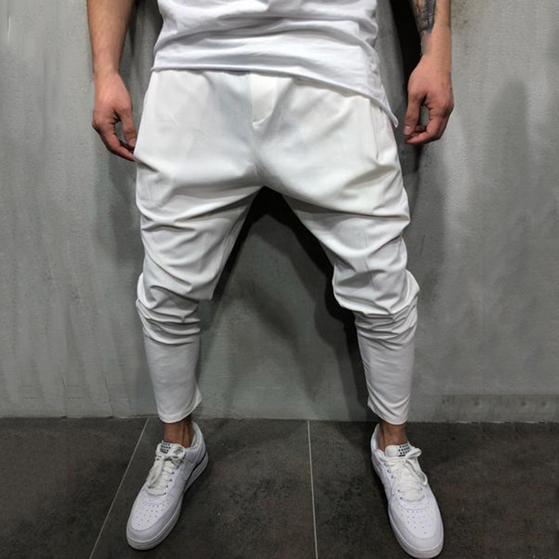 Men's Casual Solid Color Harem Pants, Hip Hop Ankle-Tied Trousers, Breathable And Comfortable For Sports B4