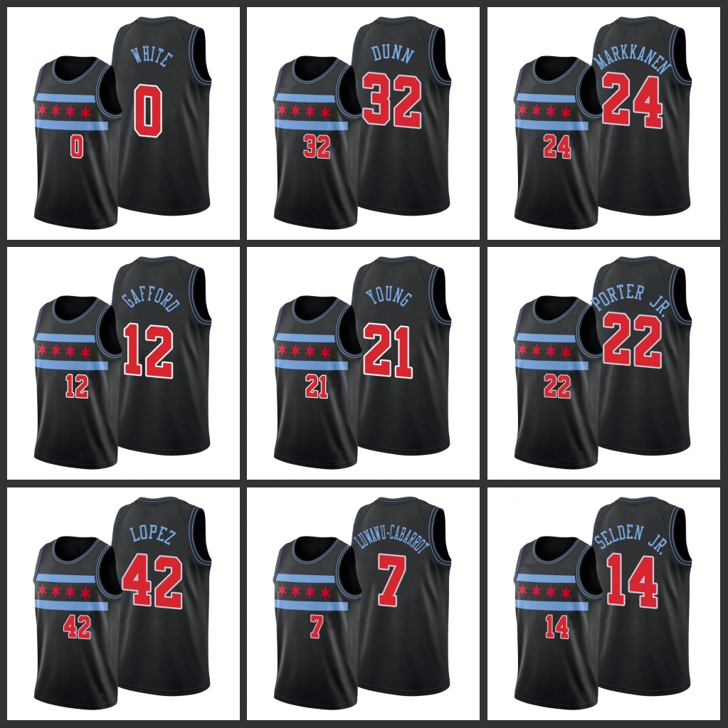 Chicago Bulls Coby White Kris Dunn Lauri Markkanen Daniel Gafford Thaddeus Young Otto Porter Jr. Robin Lopez Men 2019-20 Jersey, Black
Chicago Bulls Coby White Kris Dunn Lauri Markkanen Daniel Gafford Thaddeus Young Otto Porter Jr. Robin Lopez Men 2019-20 Jersey, Black
