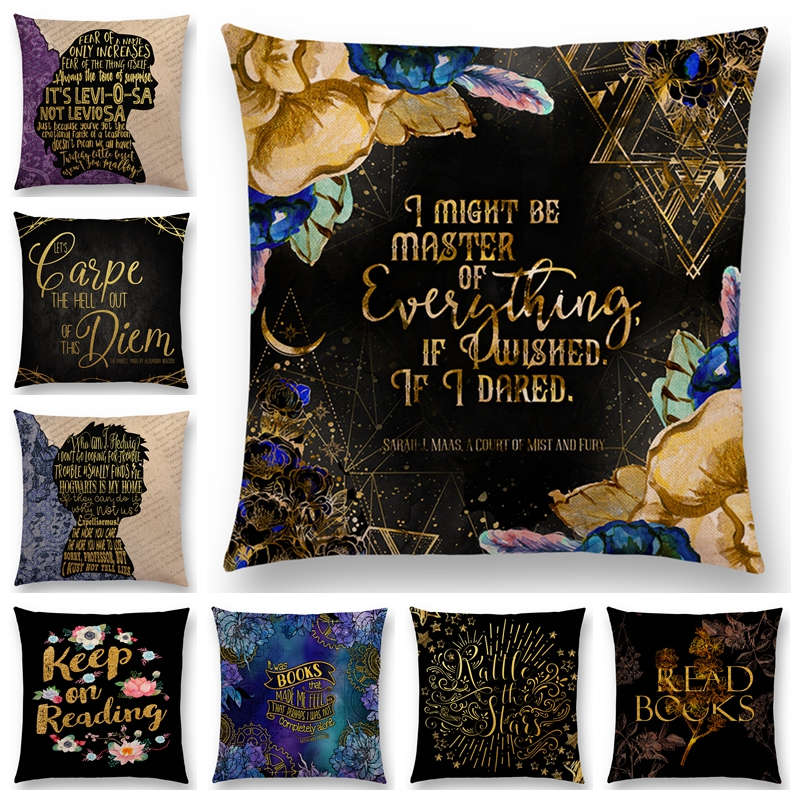 Newest Beautiful Cushion Cover Black Golden Letters Reading Books Story Text Sofa Throw Pillowcase, A022318
Newest Beautiful Cushion Cover Black Golden Letters Reading Books Story Text Sofa Throw Pillowcase, A022318
