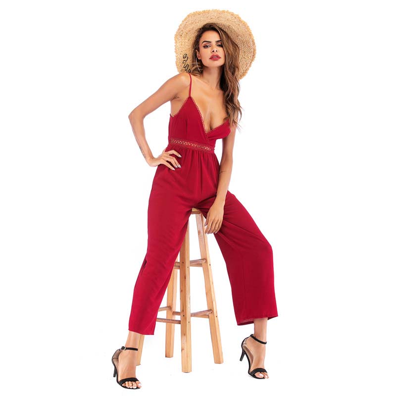 Summer Red Strap Jumpsuits Bow Lacing Backless Bandage Deep V-Neck High Waist Loose Long Pants Sexy Party Lace Jumpsuits Ladies
Summer Red Strap Jumpsuits Bow Lacing Backless Bandage Deep V-Neck High Waist Loose Long Pants Sexy Party Lace Jumpsuits Ladies