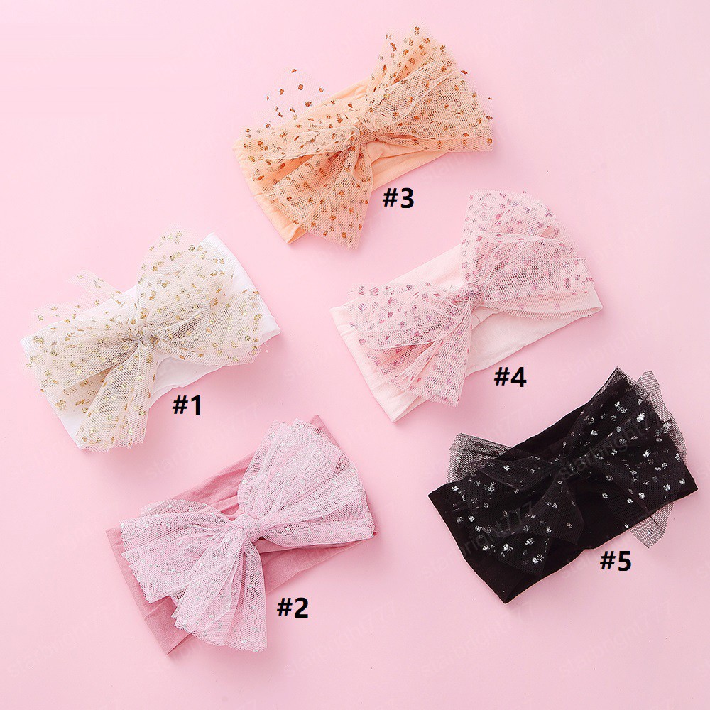 Baby Girls Bow Hair Band Europe Style Kids Big Bow Gauze Princess Hairbands Fashion Elastic Hair Bow Girl Hair Ornaments