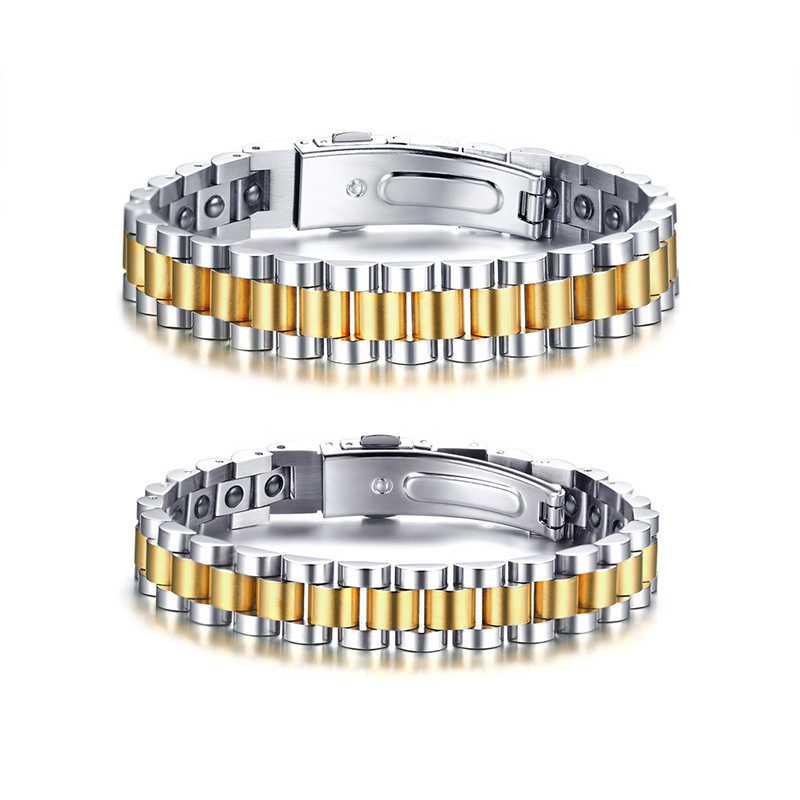 BLACK HEMATITE MAGNETIC THERAPY WATCHBAND BRACELET FOR MEN STAINLESS STEEL LINK BRACELETS GIFT FOR HIM HER CX200731