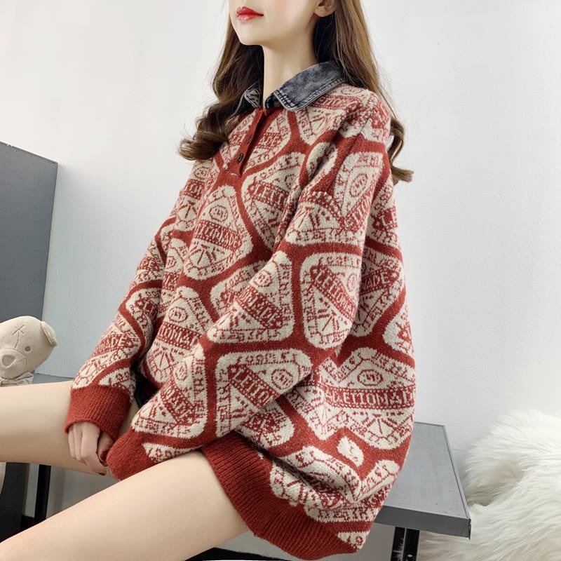 2020 new collar loose red christmas student shirt sweater fake two-piece hedging female lazy wear autumn and winter, Black
2020 new collar loose red christmas student shirt sweater fake two-piece hedging female lazy wear autumn and winter, Black