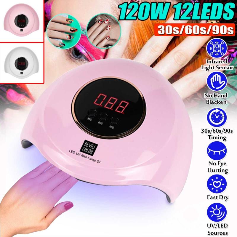 120W UV Lamp Painless Nail Dryer 12LED Lamp Nail with Smart Timer Memory Digital Timer Display Portable Drying Machine, Pink
120W UV Lamp Painless Nail Dryer 12LED Lamp Nail with Smart Timer Memory Digital Timer Display Portable Drying Machine, Pink