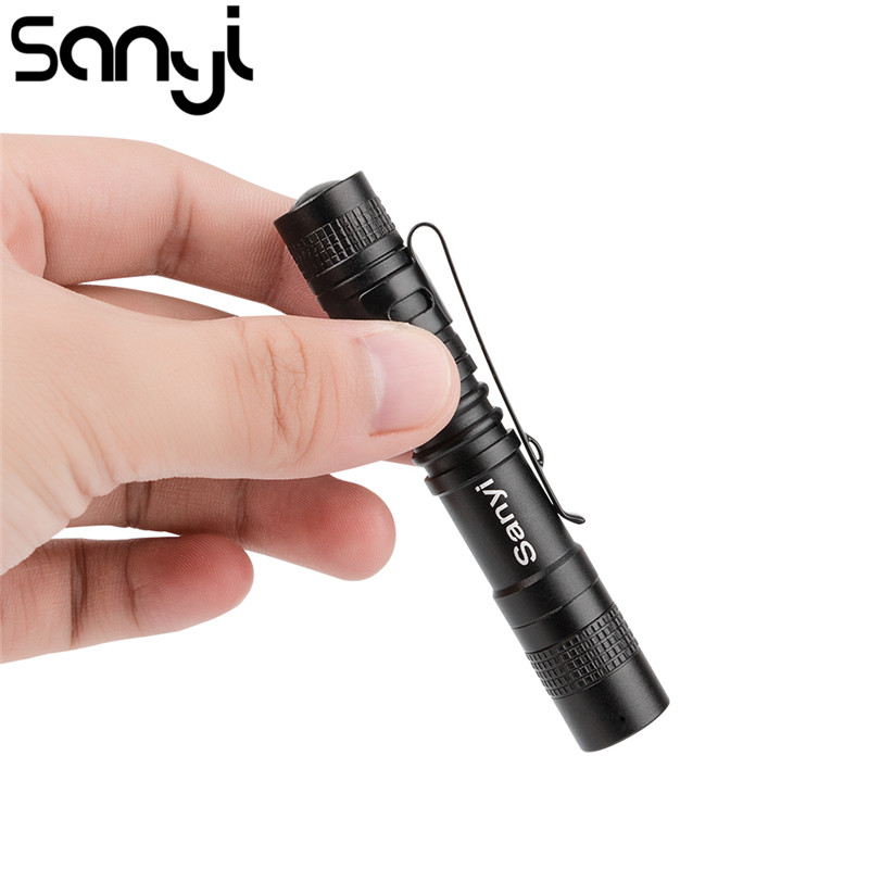 

SANYI Portable Mini Penlight XPE-R3 Q5 LED Torch Pocket Light 1 Switch Modes Outdoor Camping Light For battery