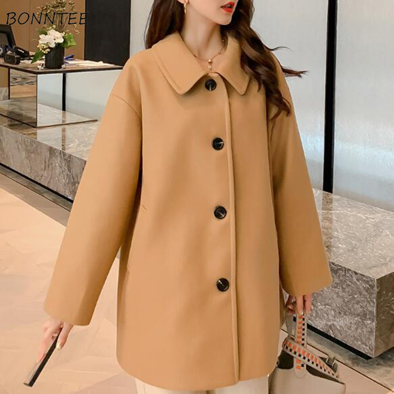 Woolen Blends Women Winter Long Coat Ladies Elegant All-match Causal Korean Style Womens Clothing Chic Ulzzang Single Breasted, Black
Woolen Blends Women Winter Long Coat Ladies Elegant All-match Causal Korean Style Womens Clothing Chic Ulzzang Single Breasted, Black