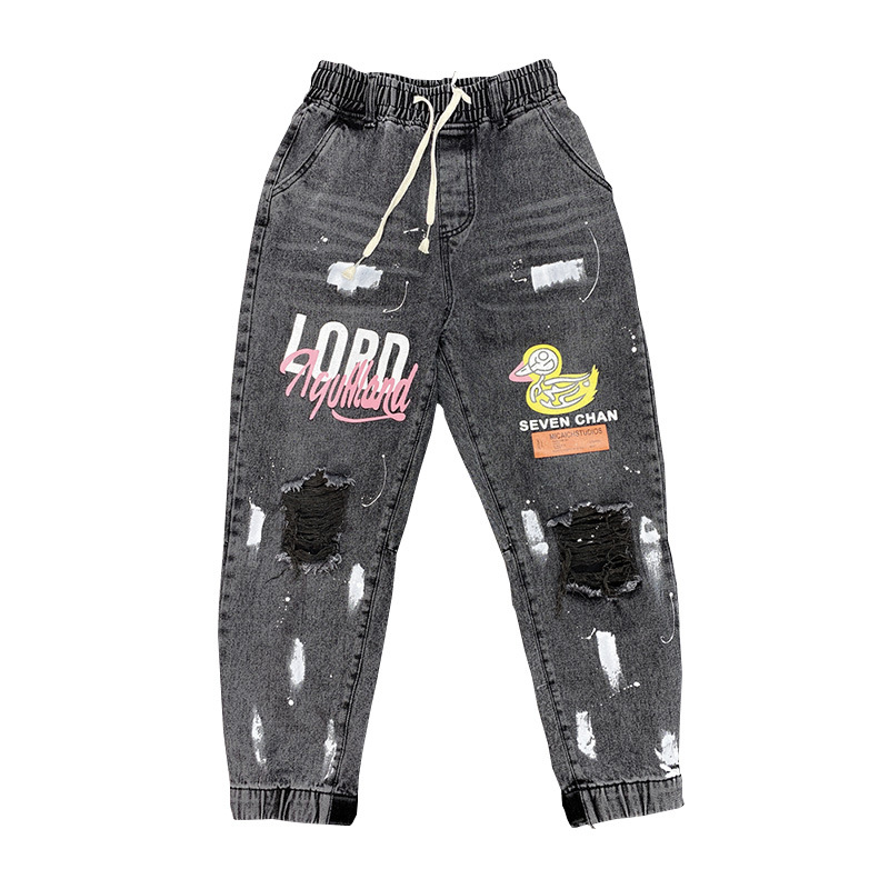 Spring summer 2020 Fashion teenagers men' slim new Ripped holes small feet jeans beggar pants beam low-end harem pants, Black
Spring summer 2020 Fashion teenagers men' slim new Ripped holes small feet jeans beggar pants beam low-end harem pants, Black