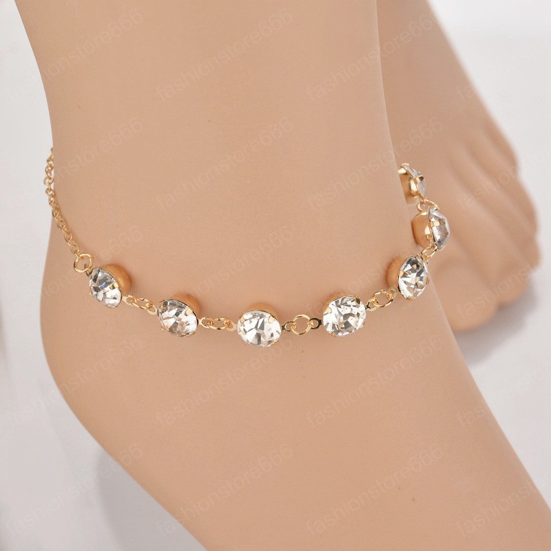 Fashion Rhinestone Anklets For Women Summer Beach Barefoot Jewelry Bohimia Crystal Ankle Bracelet Female Ankle