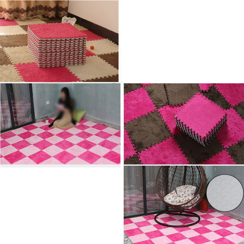 Junejour 1pcs EVA Kids Room Foam Suede Carpet Carpets Patchwork Rug Kids Foam Puzzle Mat Long Fluff Baby For Living Room