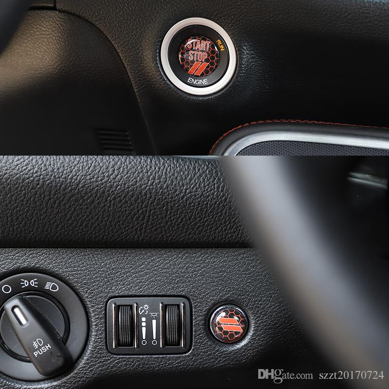 Engine Start Stop Button &Tailgate Opener Switch Knob Trim for Dodge Challenger /Charger 2010 UP Car Interior Accessories