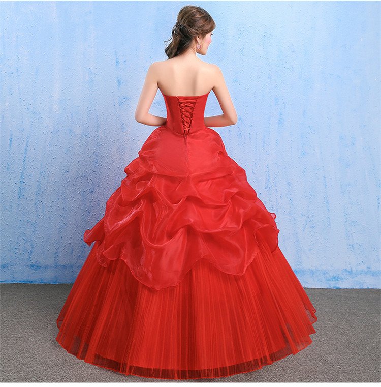 Plus Size Wedding Dress Bride Married Strapless Bride Dresses Pregnant Women Red Lace Gowns