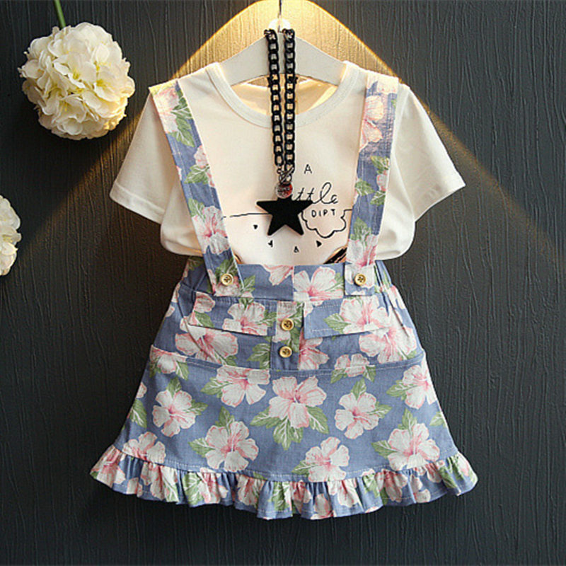Children's Clothing Set Girl Summer Short sleeve T-shirt + Strap Dress 2pcs Cartoon Printing Dress Suit 4 5 6 7 8years old Girls, Pink
Children's Clothing Set Girl Summer Short sleeve T-shirt + Strap Dress 2pcs Cartoon Printing Dress Suit 4 5 6 7 8years old Girls, Pink