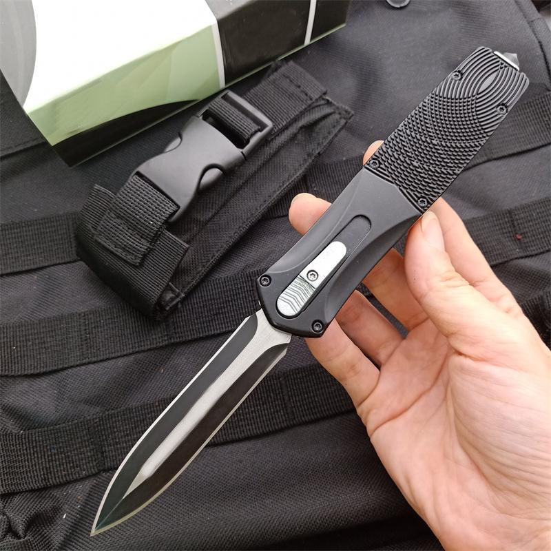 New Auto Tactical Knife 3Cr13 Spear Point Black Blade Zn-al alloy Handle Outdoor Survival EDC Knives With Nylon Sheath
New Auto Tactical Knife 3Cr13 Spear Point Black Blade Zn-al alloy Handle Outdoor Survival EDC Knives With Nylon Sheath