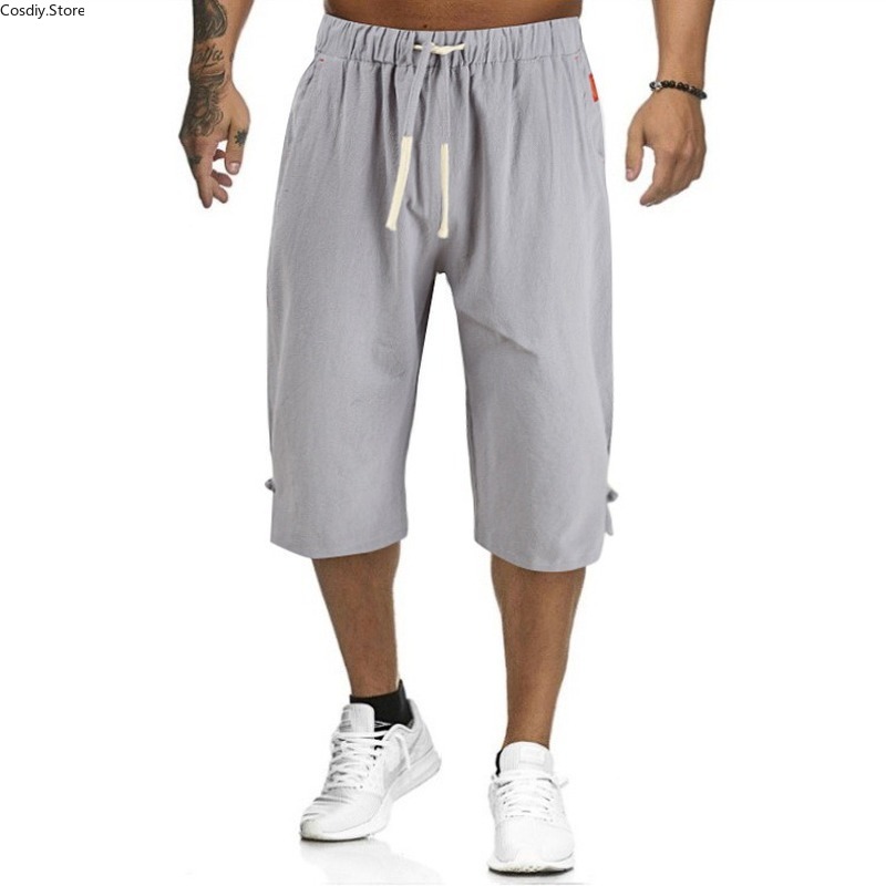 Harem Beach Cotton Linen Pants Mens Casual Elastic Waist Linen Capri Wide Leg Baggy Drawstring Pocket Trouser Loose For Holiday, Green 
Harem Beach Cotton Linen Pants Mens Casual Elastic Waist Linen Capri Wide Leg Baggy Drawstring Pocket Trouser Loose For Holiday, Green