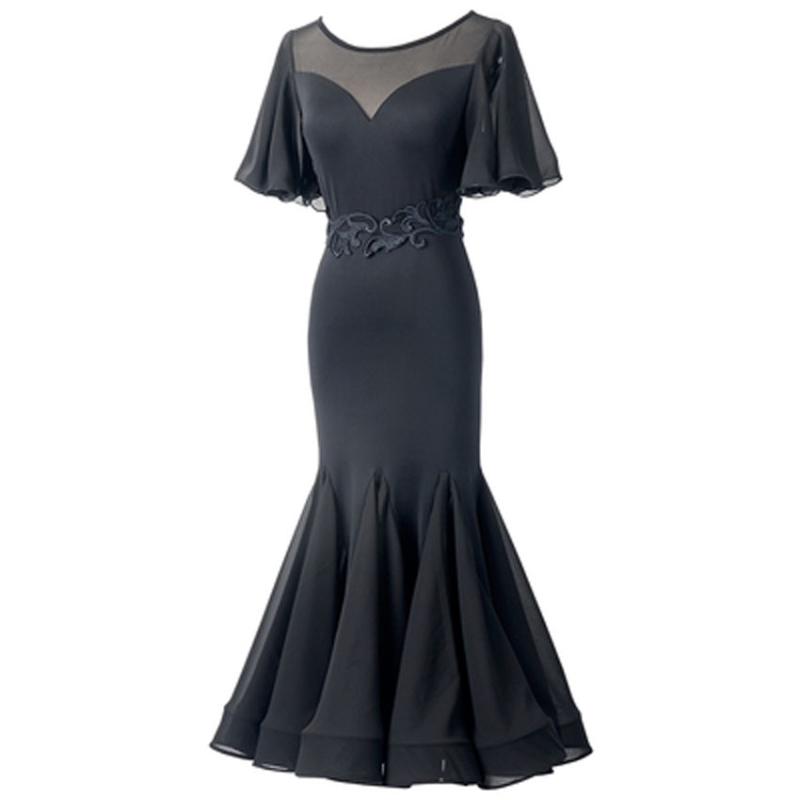 Modern dance dress new national standard dance backless net lotus leaf short performance package hip waltz swing practice skirt, Black1
Modern dance dress new national standard dance backless net lotus leaf short performance package hip waltz swing practice skirt, Black1