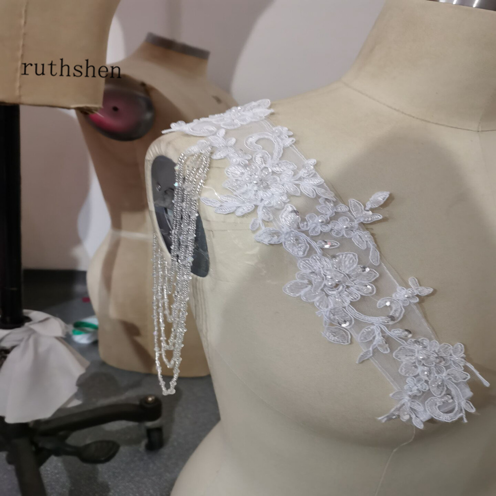Removeable Wedding Dress Straps Beading Tassel Jackets Lace Top Bridal Bolero Wraps Shawl Straps for Strapless Dress