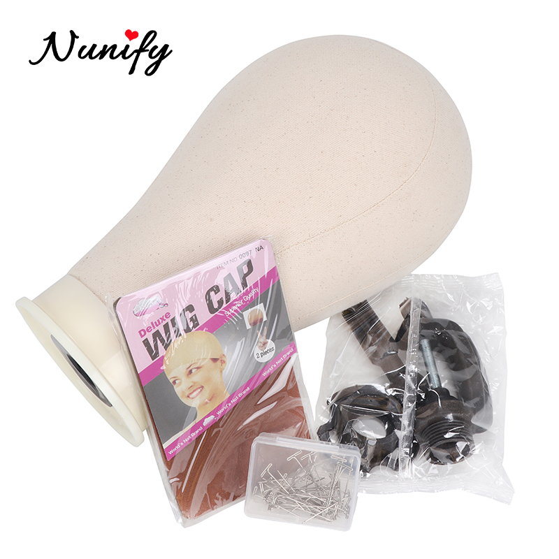 Nunify 21/22/23/24/25Inch Canvas Wig Head And Stand Manikin Head Wigs Mannequin Head Stand Wig Making Kit Hair Extension Holder CX200716