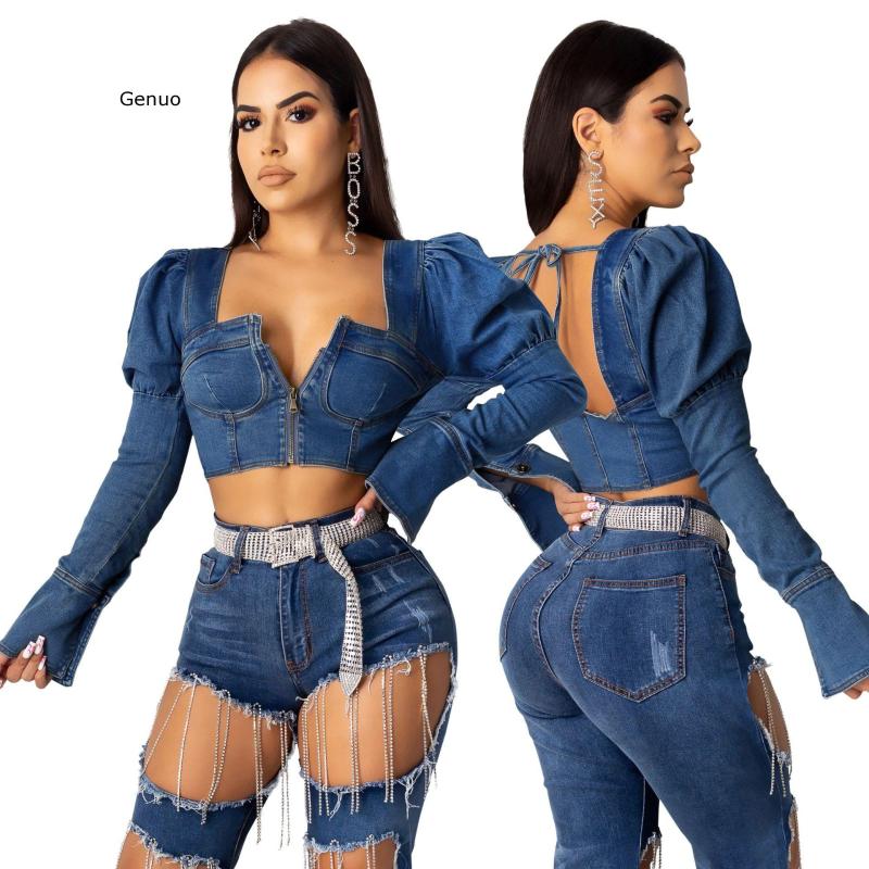 Sexy Short Denim Coat Clubwear Long Sleeve Zip Up Backless Lace Up Streetwear Jeans Coats And Jackets Women Outwear Ladies, Blue
Sexy Short Denim Coat Clubwear Long Sleeve Zip Up Backless Lace Up Streetwear Jeans Coats And Jackets Women Outwear Ladies, Blue