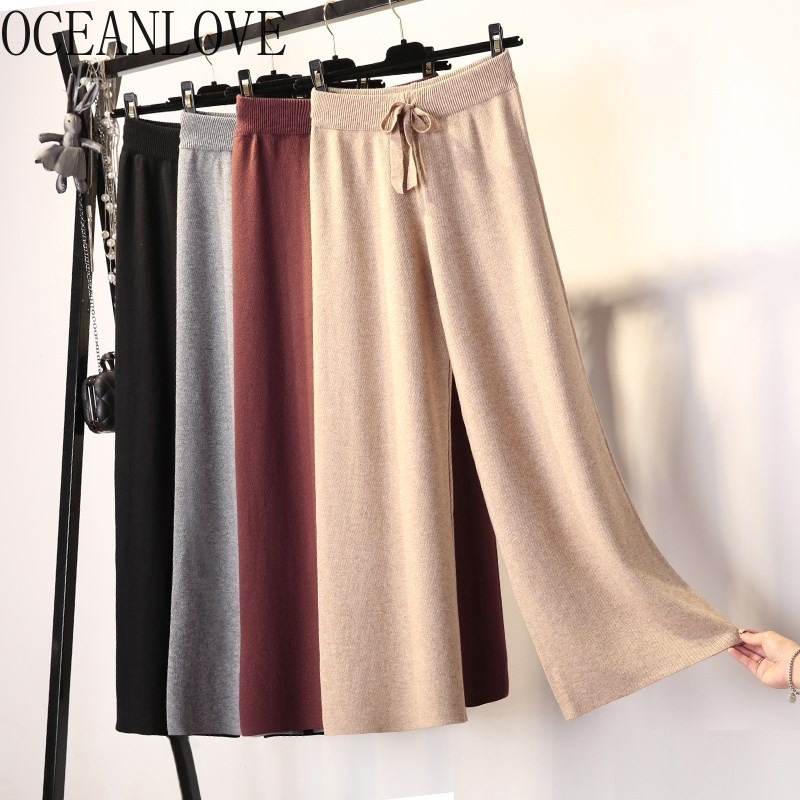 OCEANLOVE Wide Leg Pants Women Knitted Solid High Waist 2020 Autumn Winter Trousers Fashion Casual Loose Mujer Pantalones 17588, Black
OCEANLOVE Wide Leg Pants Women Knitted Solid High Waist 2020 Autumn Winter Trousers Fashion Casual Loose Mujer Pantalones 17588, Black