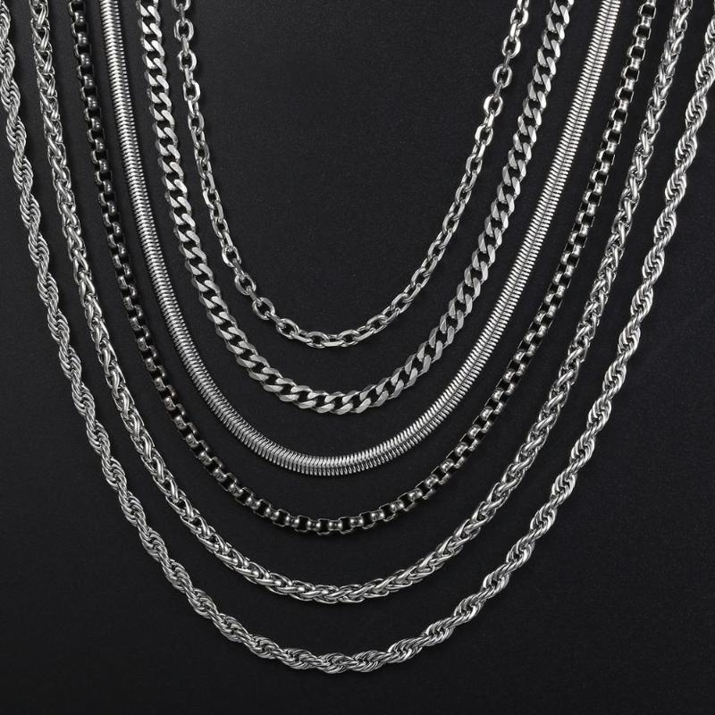 3mm Mens Stainless Steel Necklace Silver Color Curb Cuban Rolo Wheat Round Box Link Chain Beaded Necklace 18-24 inch LKN145
3mm Mens Stainless Steel Necklace Silver Color Curb Cuban Rolo Wheat Round Box Link Chain Beaded Necklace 18-24 inch LKN145